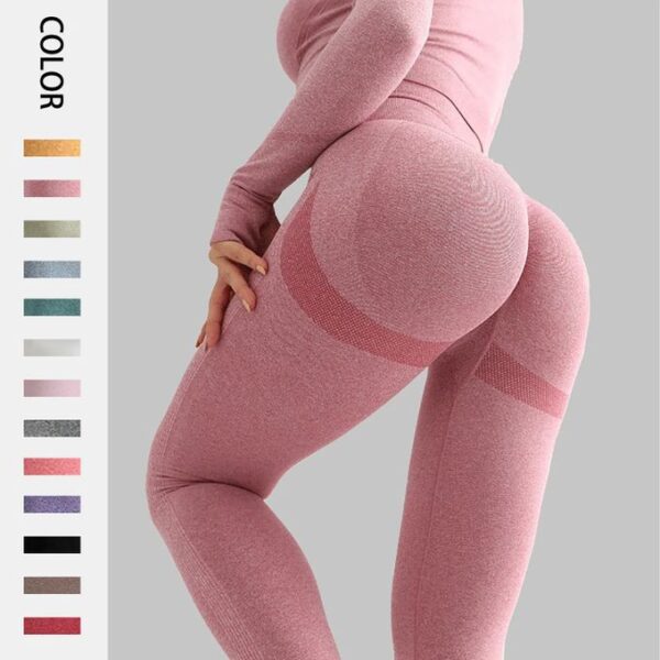 Stretching High Waist Yoga Bra And Leggings Gym Workout Clothes Set - Image 3