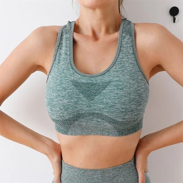 Stretching High Waist Yoga Bra And Leggings Gym Workout Clothes Set - Image 5
