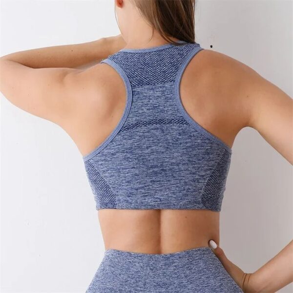 Stretching High Waist Yoga Bra And Leggings Gym Workout Clothes Set - Image 6